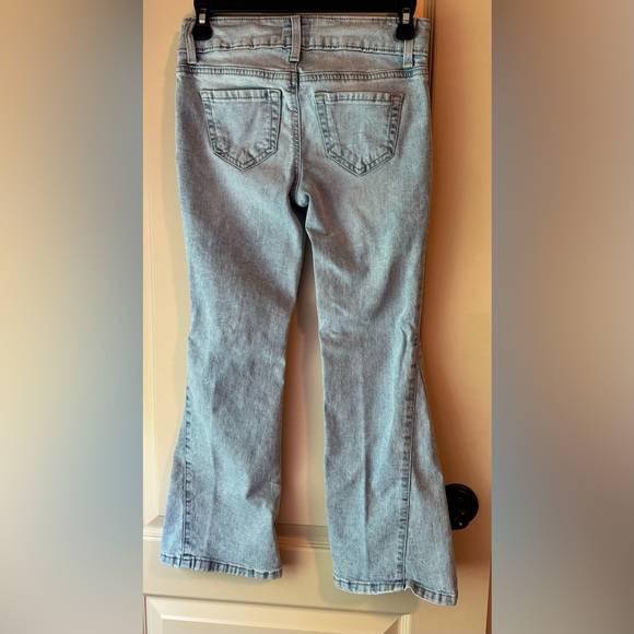 SO Blue Flare Wide Leg Jeans with Distressed Knee - Picture 2 of 11